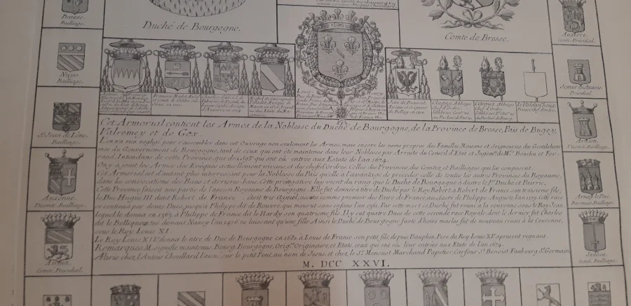 Armorial De Bourgogne Et De Bresse, Grande Gravure époque Fin 19ème.