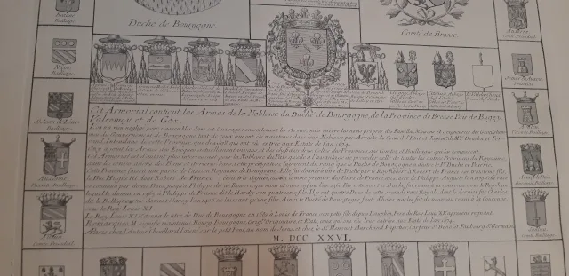 Armorial De Bourgogne Et De Bresse, Grande Gravure époque Fin 19ème.