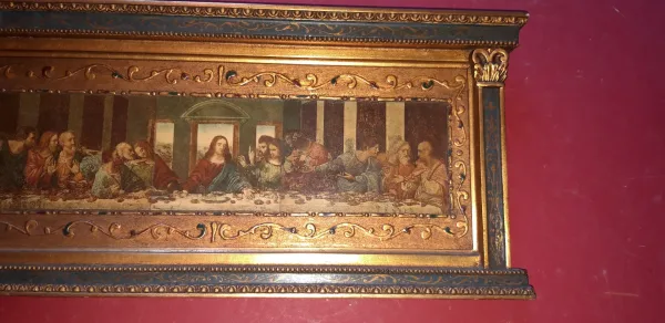 Cadre début 20 ème, en bois doré, la "cène".