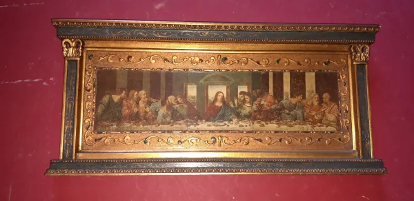 Cadre début 20 ème, en bois doré, la "cène".