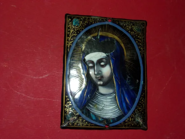 Vierge Marie, émail De Limoges, époque  16ème.
