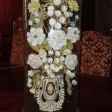 Gerbe De Fleurs En Porcelaine Sous Cloche De Verre, époque 19ème.