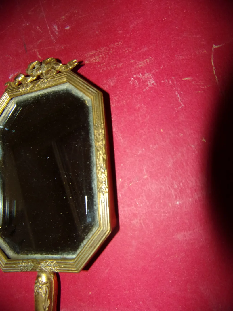 Miroir Face à Main, En Cuivre, époque 19ème.