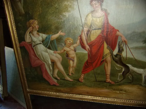Scène Galante Néoclassique, Trumeau époque Fin 18 ème.