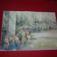" En Attendant l'évènement ", Aquarelle Signée Guy Fantou, époque 20ème.