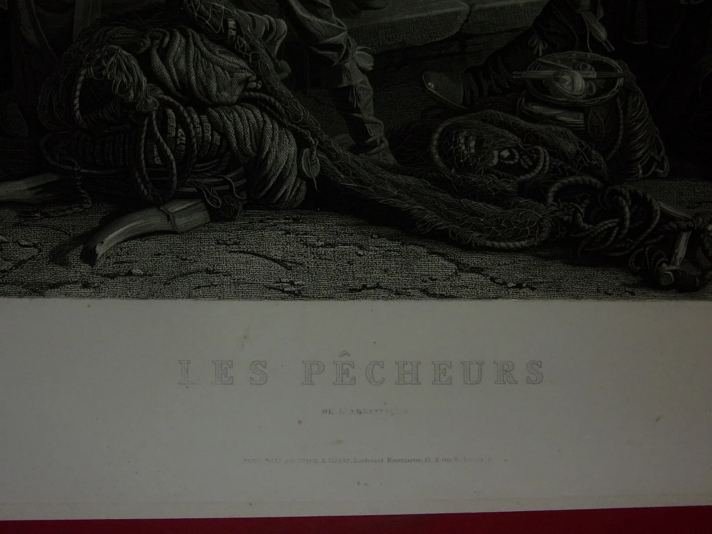 " Les Pêcheurs",  grande Gravure époque 19ème.