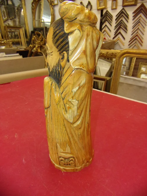 Sculpture En Ivoire, Sage Chinois Des Années 30.