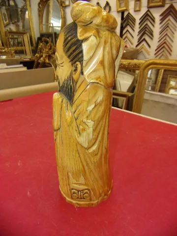 Sculpture En Ivoire, Sage Chinois Des Années 30.