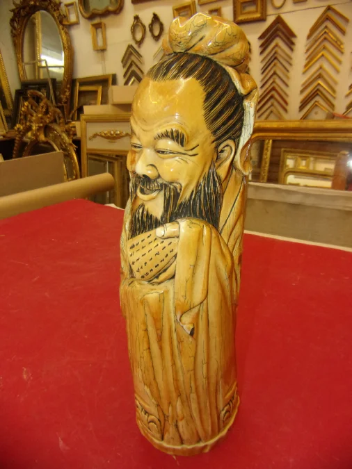 Sculpture En Ivoire, Sage Chinois Des Années 30.