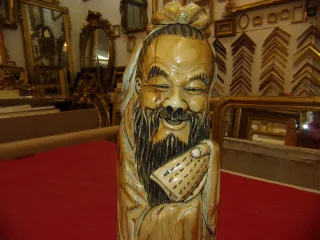 Sculpture En Ivoire, Sage Chinois Des Années 30.