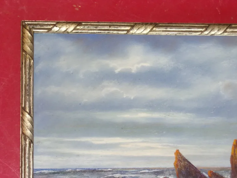 Bord De  l'Océan, Pastel d'Eugène Sénamaux, époque 20 ème.
