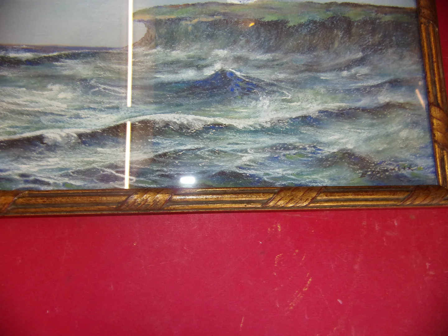 Bord De  l'Océan ( Normandie), Pastel d'Eugène Sénamaux, époque 20 ème.