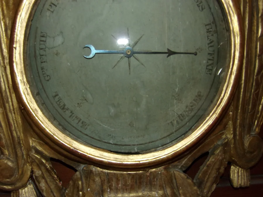 Baromètre, Thermomètre époque 18ème, Louis XVI Bois Sculpté Par Carcano.