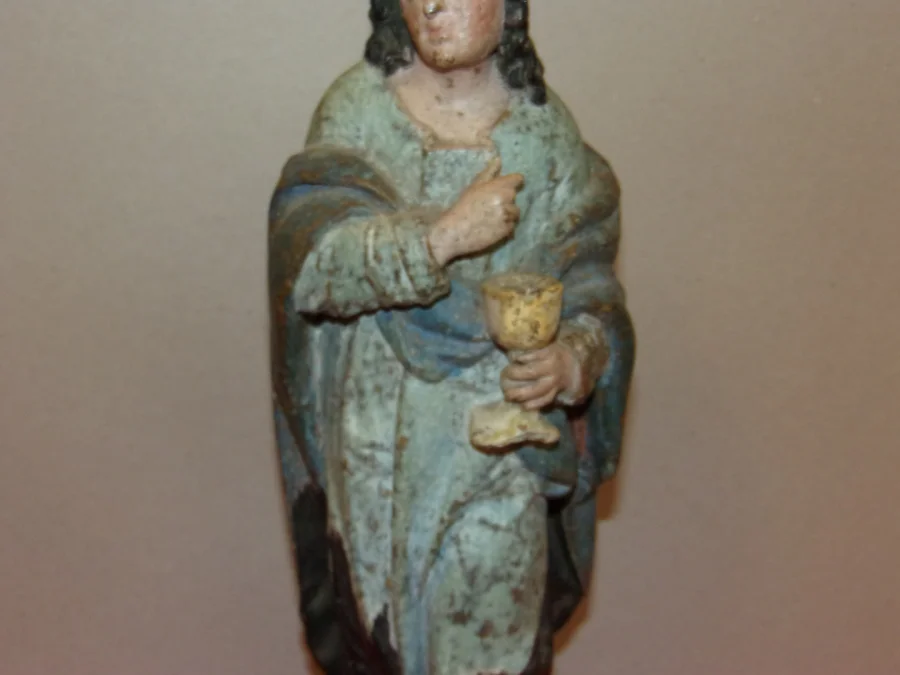 Apôtre, Statue En Bois Sculpté, Polychrome, époque 18ème.