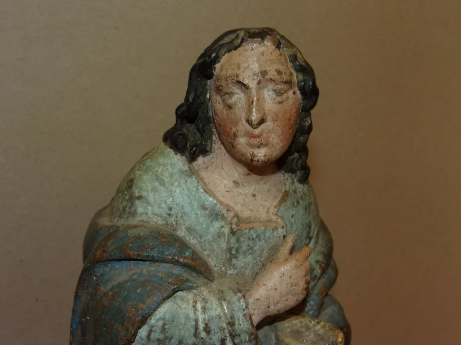 Apôtre, Statue En Bois Sculpté, Polychrome, époque 18ème.
