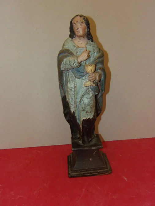 Apôtre, Statue En Bois Sculpté, Polychrome, époque 18ème.