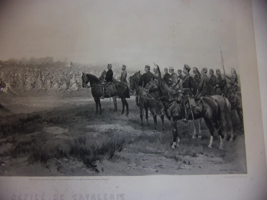 Défilé De Cavalerie, Gravure époque 19ème.