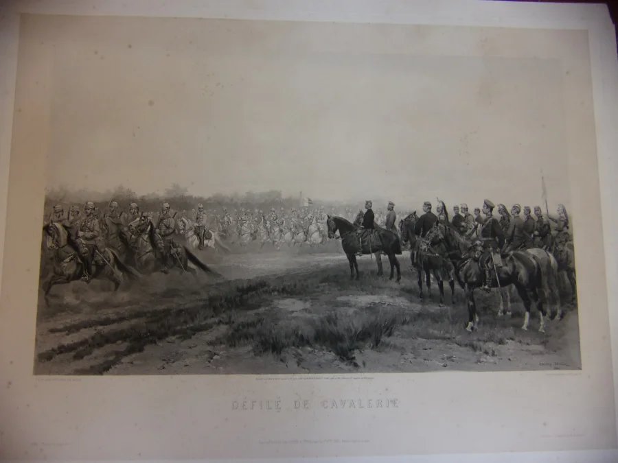 Défilé De Cavalerie, Gravure époque 19ème.