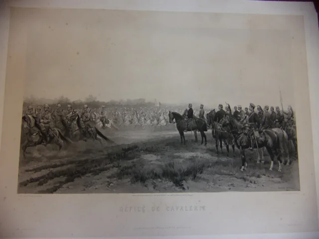 Défilé De Cavalerie, Gravure époque 19ème.