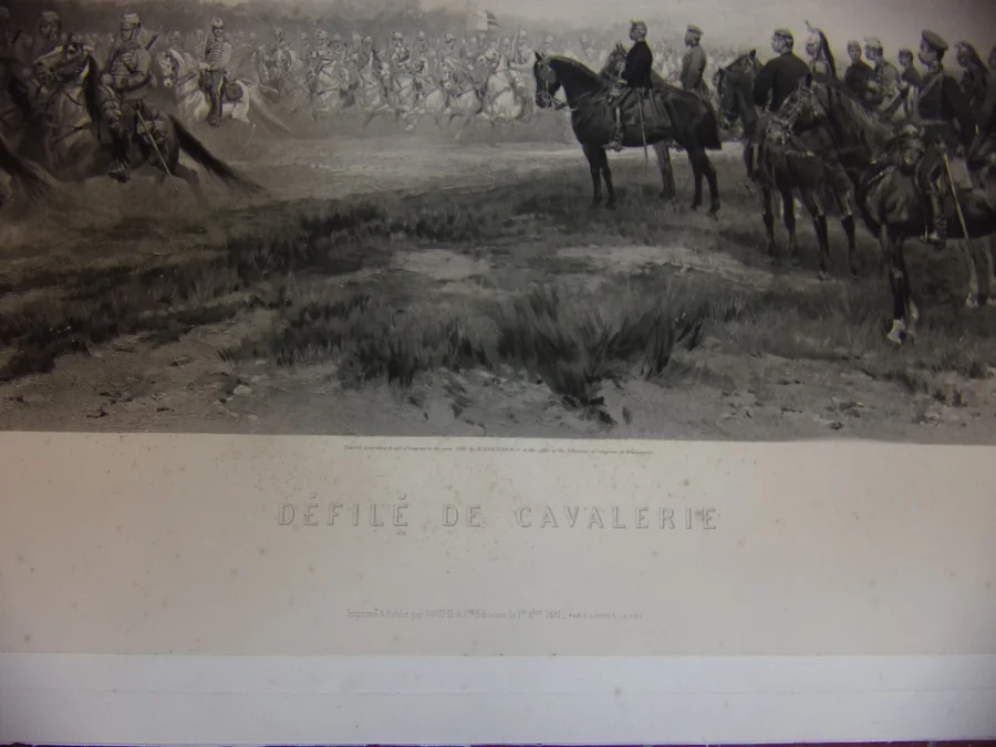 Défilé De Cavalerie, Gravure époque 19ème.