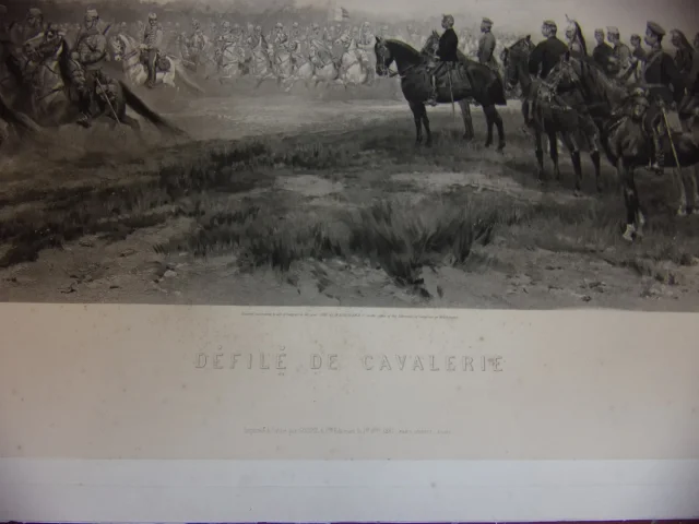 Défilé De Cavalerie, Gravure époque 19ème.