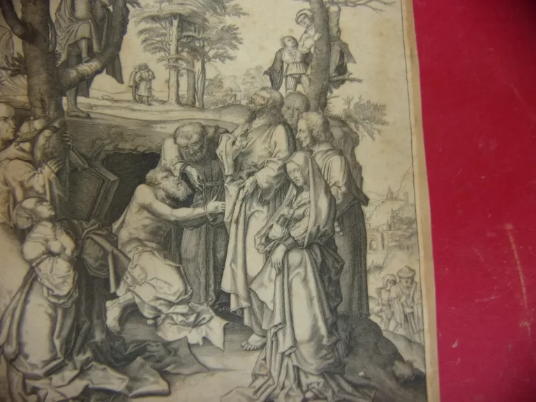 La "Réssurection De Lazare", Estampe époque 17ème De Lucas Van Leyden.