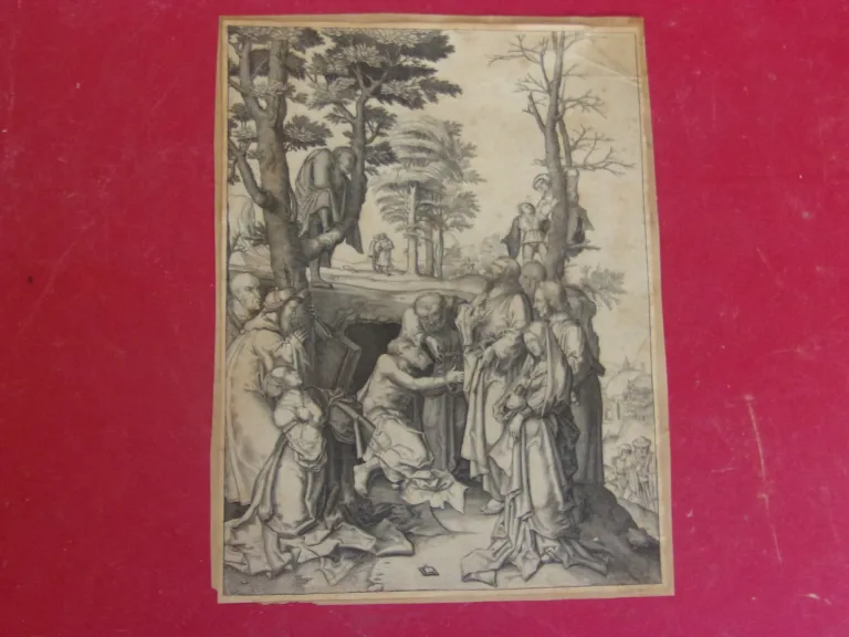 La "Réssurection De Lazare", Estampe époque 17ème De Lucas Van Leyden.