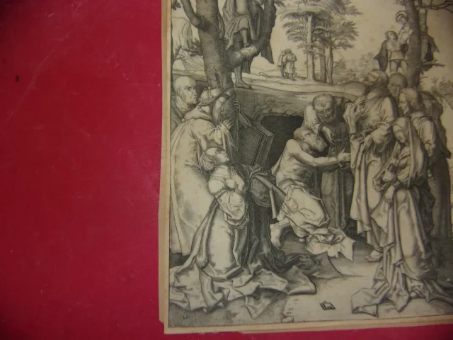 La "Réssurection De Lazare", Estampe époque 17ème De Lucas Van Leyden.
