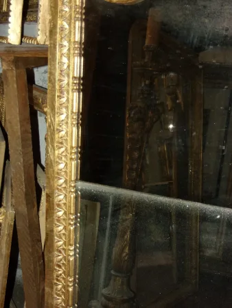 Miroir à Fronton, époque 19ème, En Bois Doré.