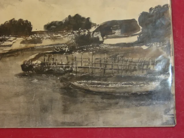 " Route Du Palais", Aquarelle Signée Charles Bichet, époque Début 20 ème.