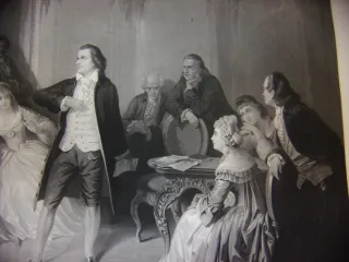 Schiller  ( poète) à La Cour De Weimar, Grande Gravure époque 19 ème.
