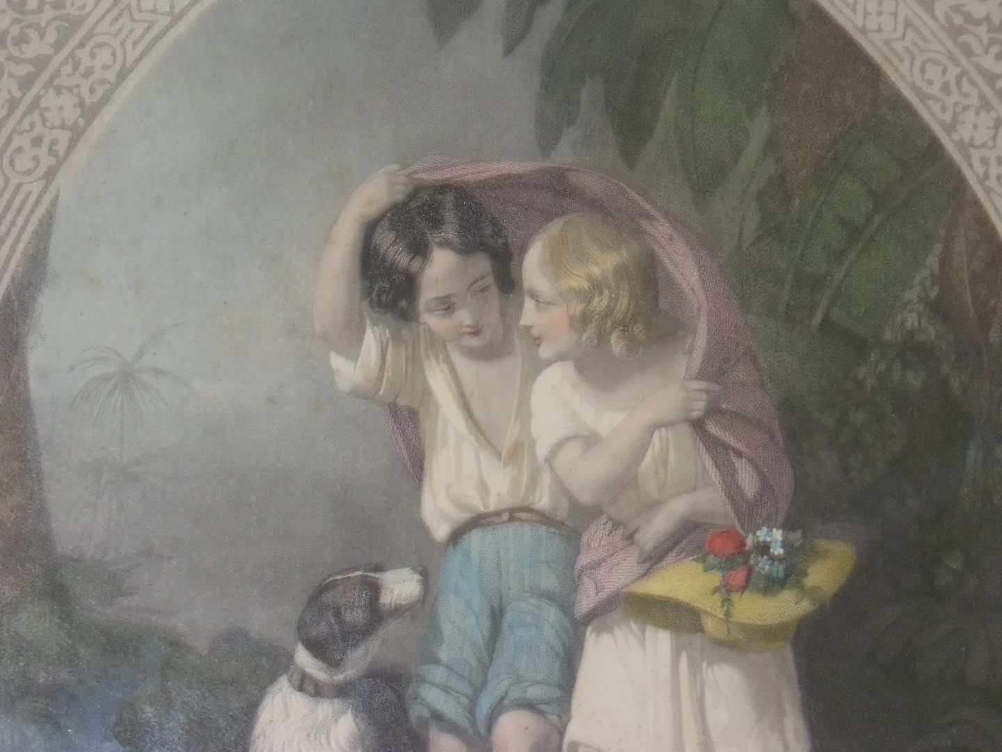 Paul Et Virginie, " l'Averse", Gravure époque 19ème.