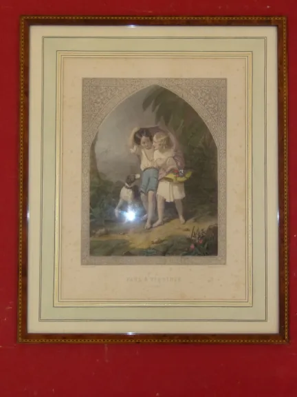Paul Et Virginie, " l'Averse", Gravure époque 19ème.