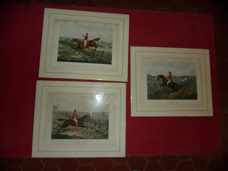 Lot De 3 Gravures Anglaises, Chasse à Courre, époque 19ème.