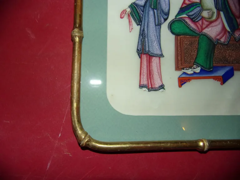 Jeune Femme Jouant Du Pipa, Dessin Sur Papier De Riz, époque 19ème.
