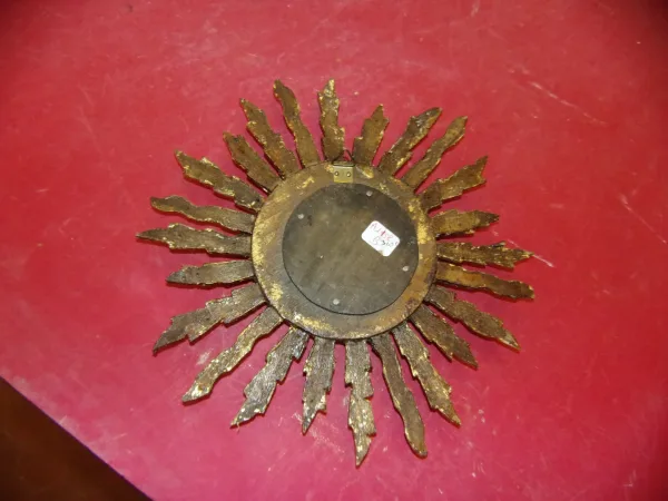 Miroir Sorcière, époque Fin 19 ème, En Bois Doré.