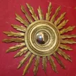 Miroir Sorcière, époque Fin 19 ème, En Bois Doré.