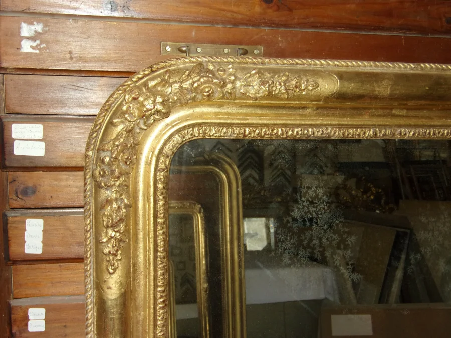 Miroir Louis Philippe, époque 19ème, En Bois Doré.