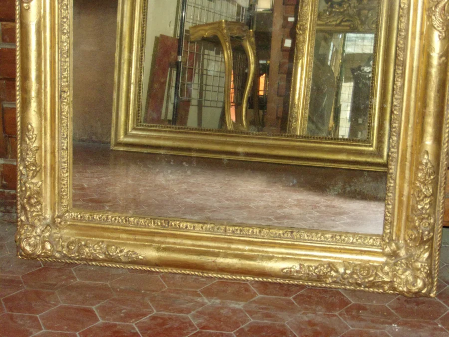 Miroir Louis Philippe, époque 19ème, En Bois Doré.