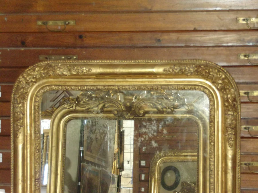 Miroir Louis Philippe, époque 19ème, En Bois Doré.