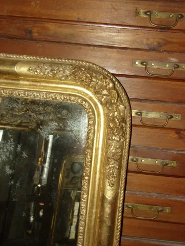 Miroir Louis Philippe, époque 19ème, En Bois Doré.