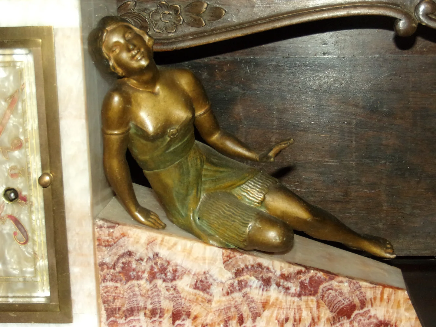 Large Marble Clock and Cassolettes, Early 20th Century, Art Deco.