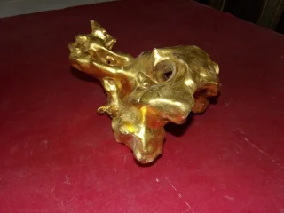 Decoration: Carved And Gilded Wooden Element, 20th Century.