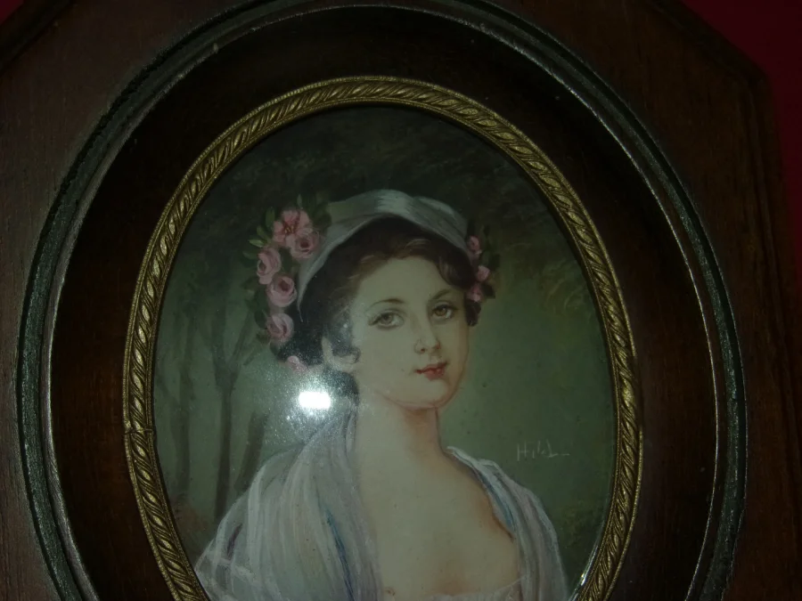 Pair Of Miniatures, Drawings Of Young Girls, Late 19th Century.