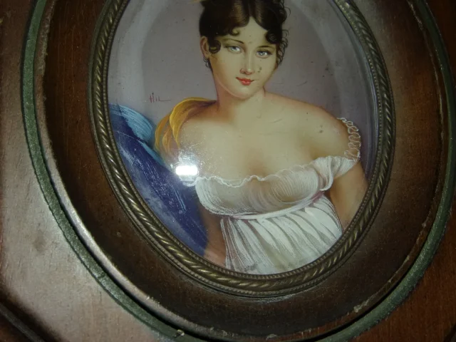 Paire De Miniatures, Dessins De Jeunes Filles époque Fin 19ème.
