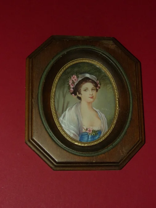 Pair Of Miniatures, Drawings Of Young Girls, Late 19th Century.