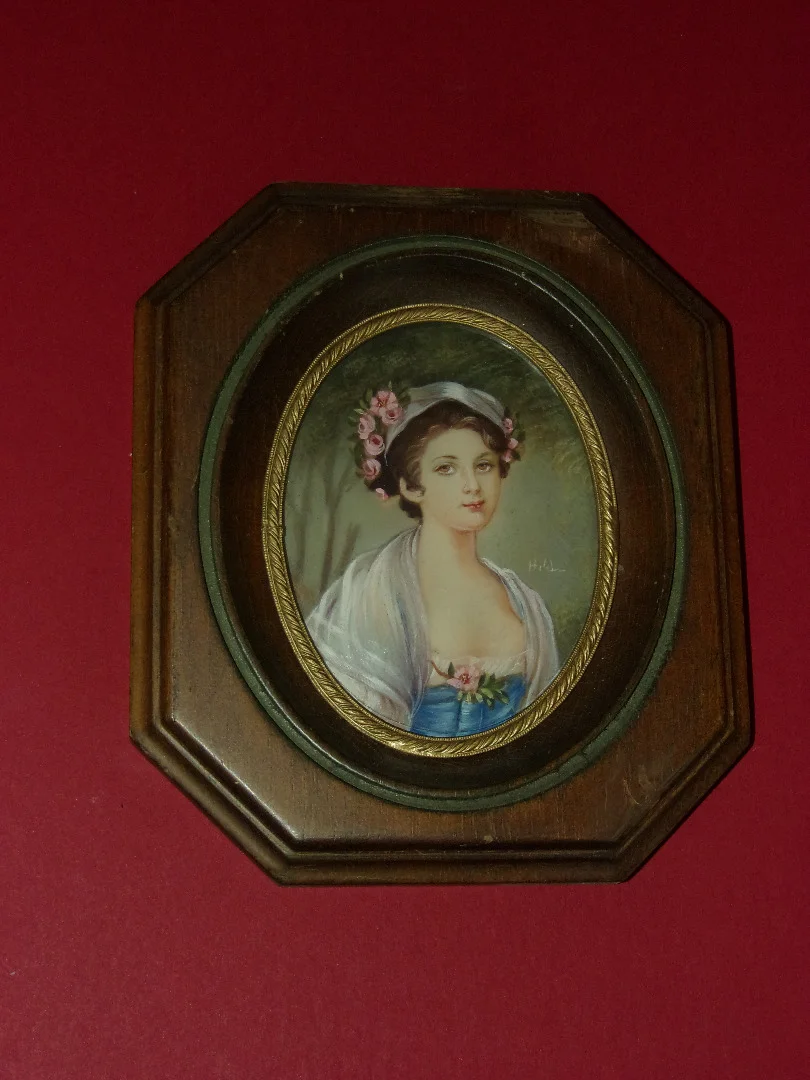 Pair Of Miniatures, Drawings Of Young Girls, Late 19th Century.