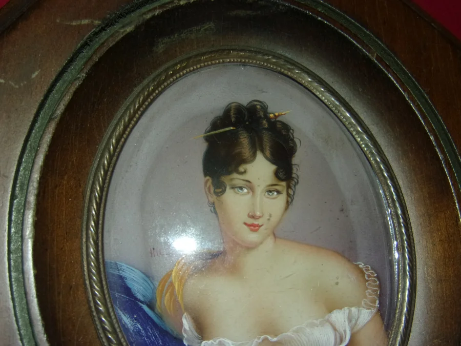 Pair Of Miniatures, Drawings Of Young Girls, Late 19th Century.