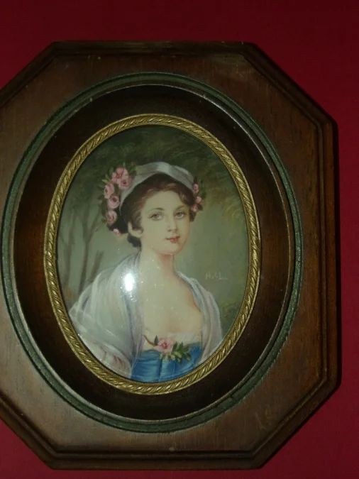 Pair Of Miniatures, Drawings Of Young Girls, Late 19th Century.