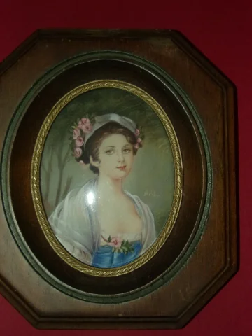 Paire De Miniatures, Dessins De Jeunes Filles époque Fin 19ème.